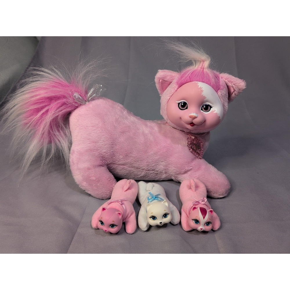 Kitty Surprise Pink Cat Plush w/ 3 Baby Kittens 2015 Just Play Mommy Cat Toy Set